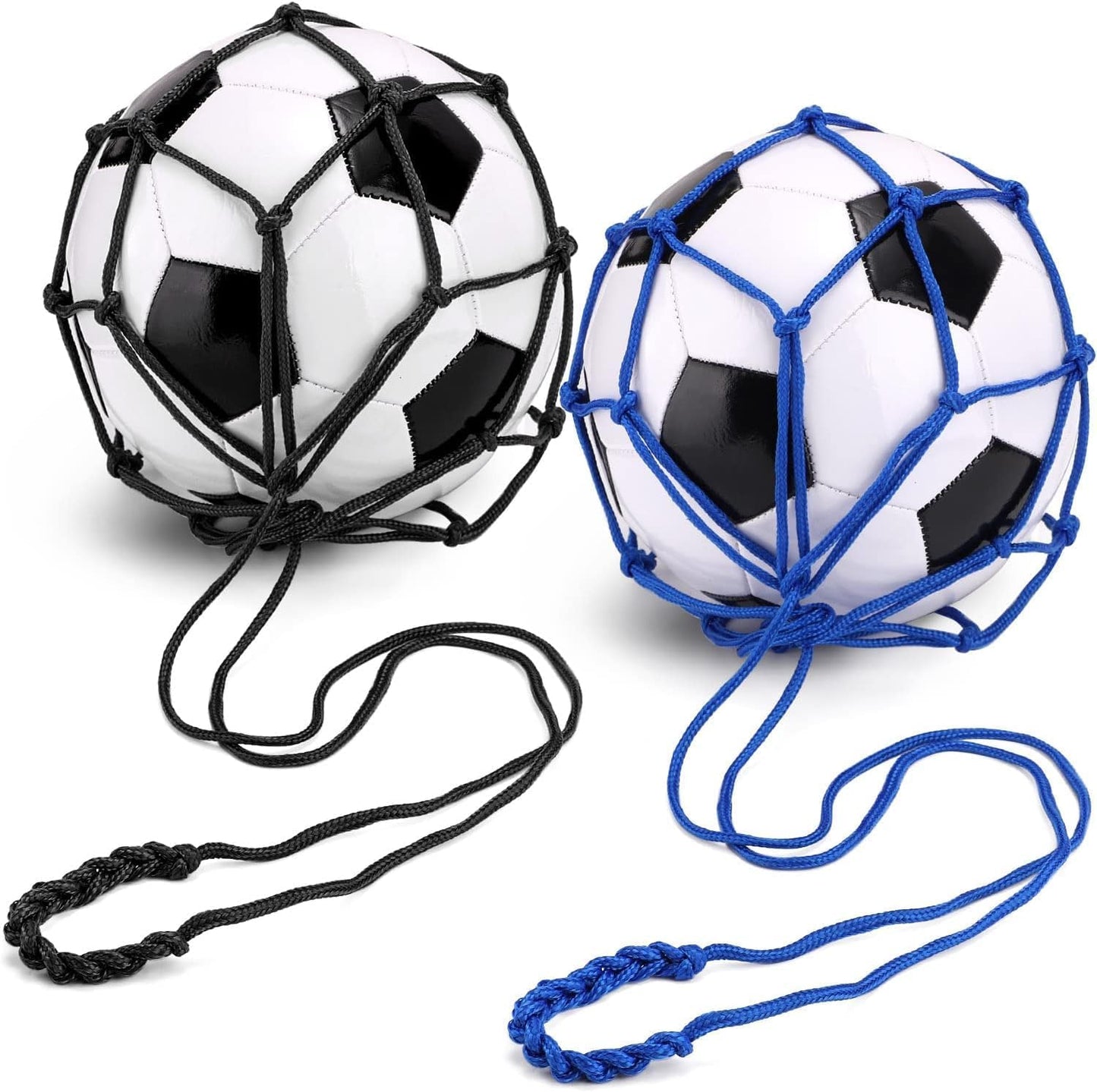 2PCS Football Kick Trainer, Soccer Return Trainer Net Fits Ball Size 3, 4, 5, Hands-Free Football Kick Throw Solo Practice Training Aid, Adjustable Waist Belt Soccer Ball Trainer Net