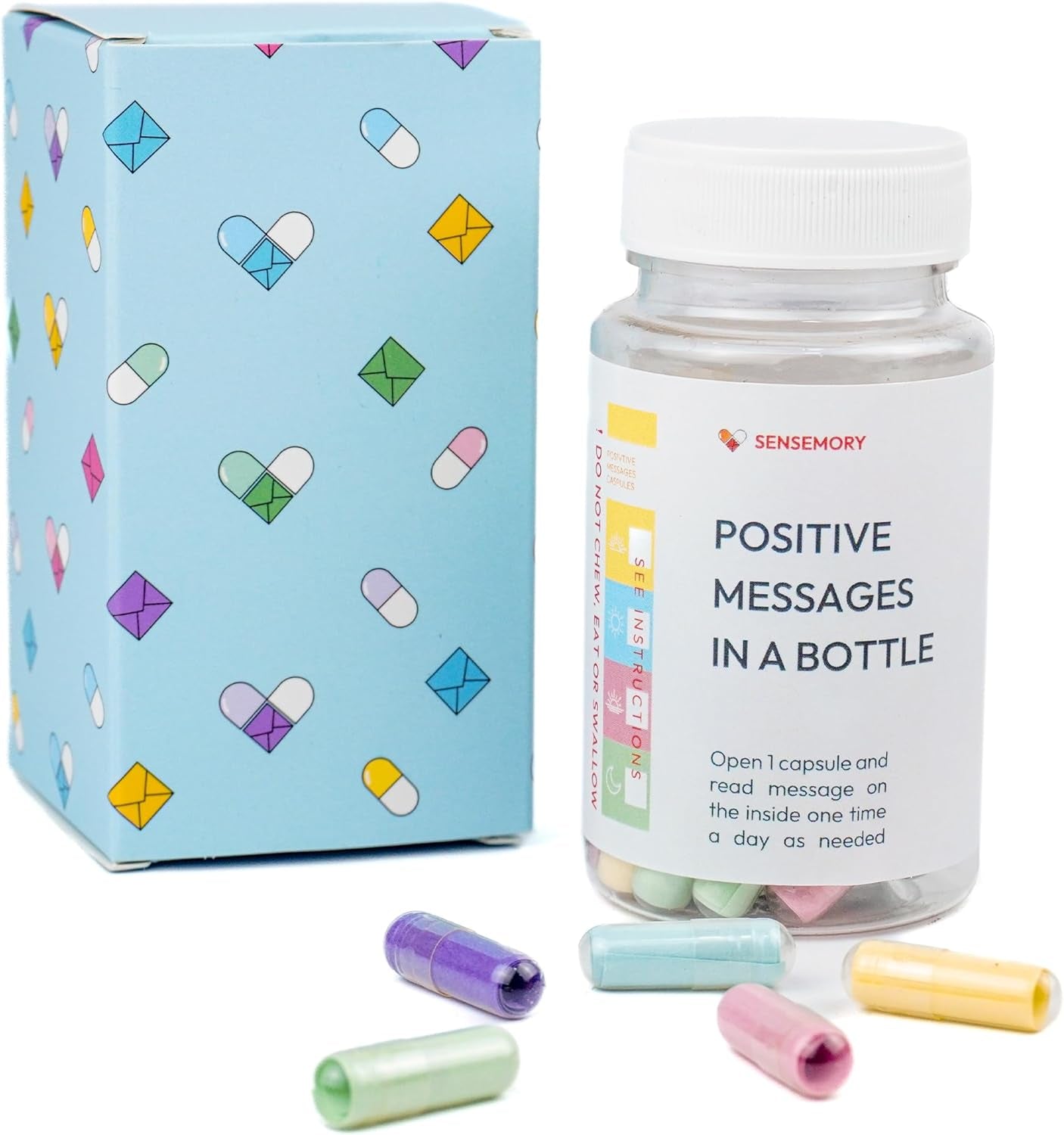 50 Positive Messages in a Bottle, Positive Affirmation,Anxiety Relief Items,Unique Health and Wellness Gifts, Stress Relief, Self Care Kit for Mediation, Self Care Gifts for Women (Positive)