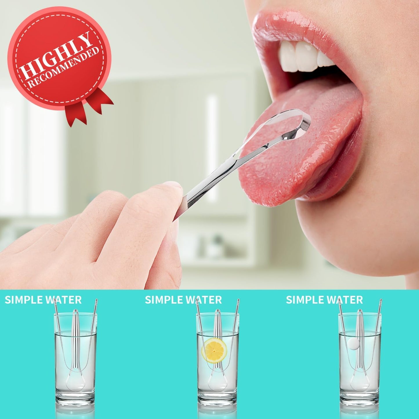 2 Pack Tongue Scraper Stainless Steel Tongue Cleaner Metal Tongue Care Tool Oral Cavity Scrapers Fresh Breath Care Scraper for Dental Hygiene and Reducing Bad Breath ('U' Shape and 'Handle' Shape)