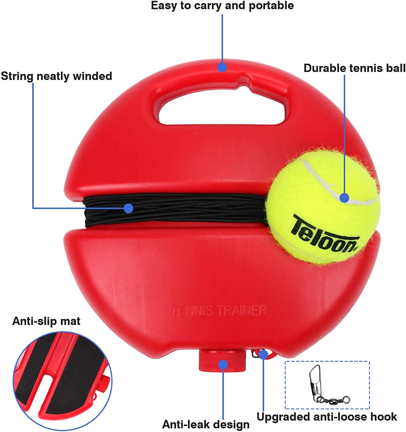 Solo Tennis Trainer Rebound Ball with String for Self Tennis Practice Training Tool for Adults or Kids Beginners with 2 String Balls Elastic and a Portable Mesh Bag