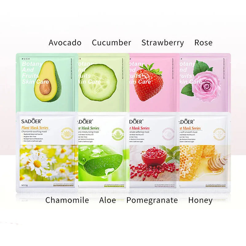 8Pcs Natural Plant Face Mask Beauty Skincare Facial Masks Moisturizing Firming Hydrating Facial Mask Face Care Korean Cosmetics