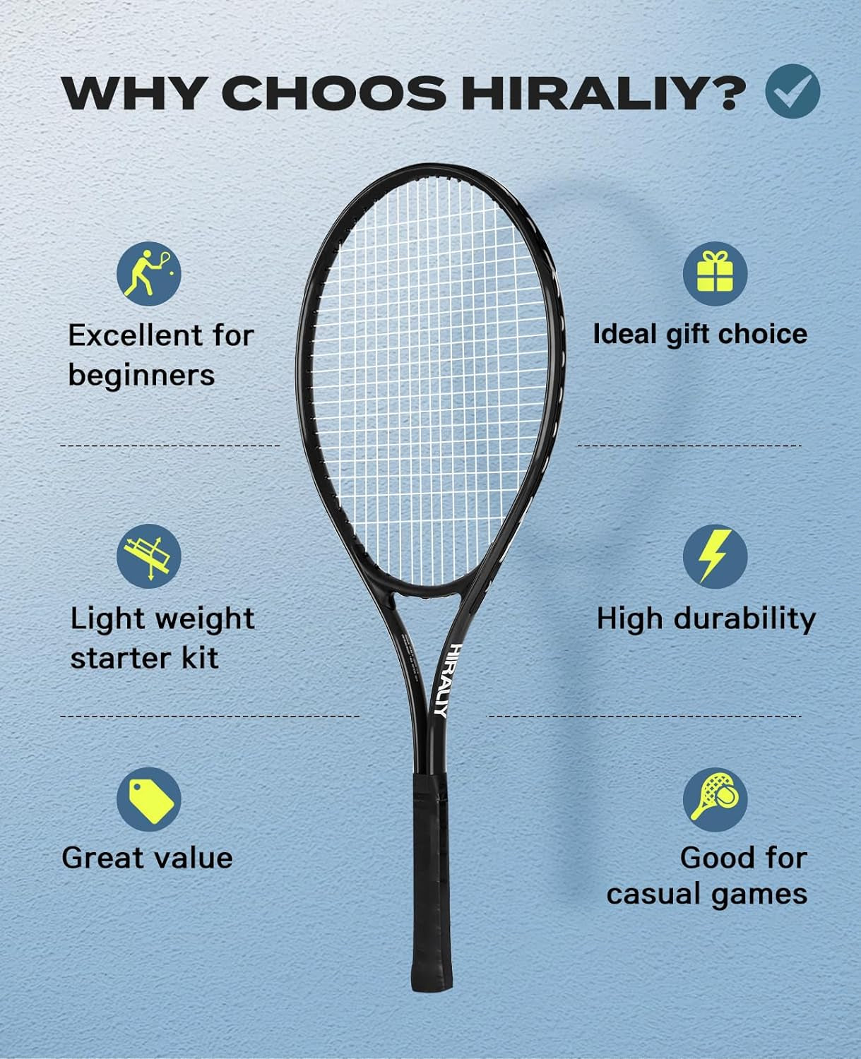 Adult Recreational 2 Players Tennis Rackets ,27 Inch Super Lightweight Tennis Racquets for Student Training Tennis and Beginners, Tennis Racket Set for Outdoor Games, Including 3 Tennis Balls, 2 Tennis Overgrips and 1 Tennis Bag