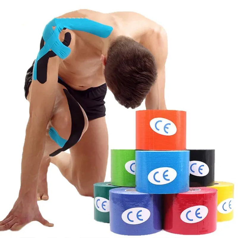 Size Kinesiology Tape Athletic Recovery Self Adherent Wrap Taping Medical Muscle Pain Relief Knee Pads Protector