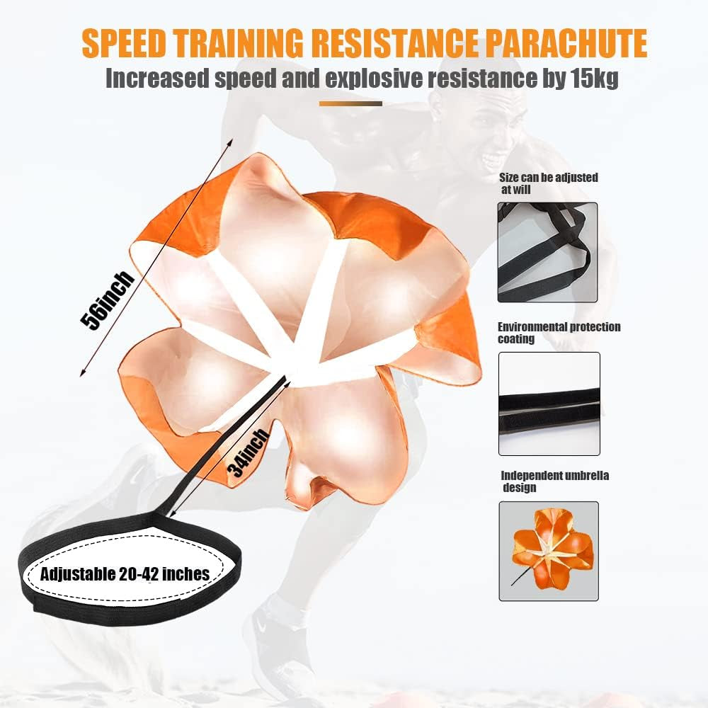 Running Speed Training, 56 Inch Speed Drills Resistance Parachute Running Sprint Chute Soccer Football Sport Speed Training