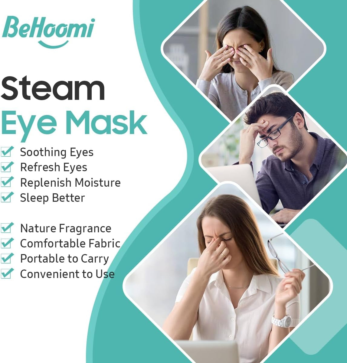 20 Packs Steam Eye Mask, Heated Eye Mask Disposable Warm Compress for Eyes, Self Heating Moist Heated Eye Masks,Sleep Mask for Home Office Travel, Stocking Stuffers -Unscented