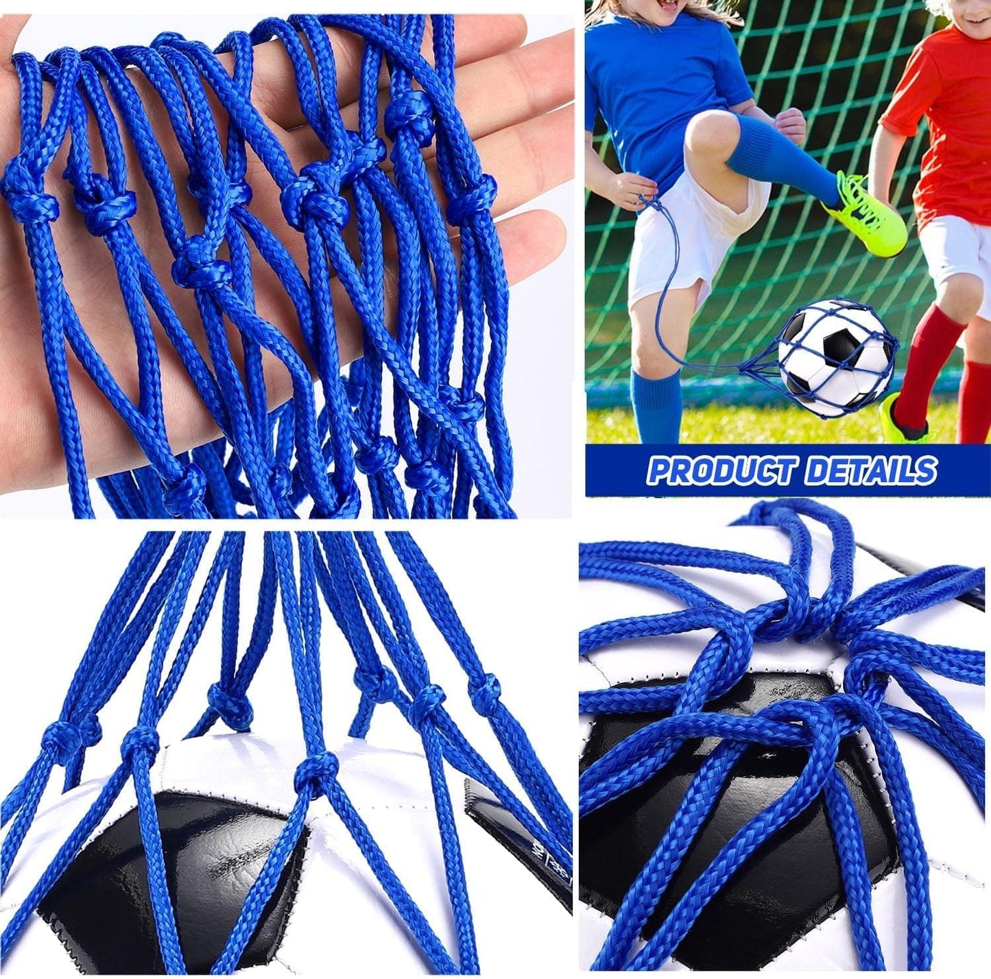 2PCS Football Kick Trainer, Soccer Return Trainer Net Fits Ball Size 3, 4, 5, Hands-Free Football Kick Throw Solo Practice Training Aid, Adjustable Waist Belt Soccer Ball Trainer Net