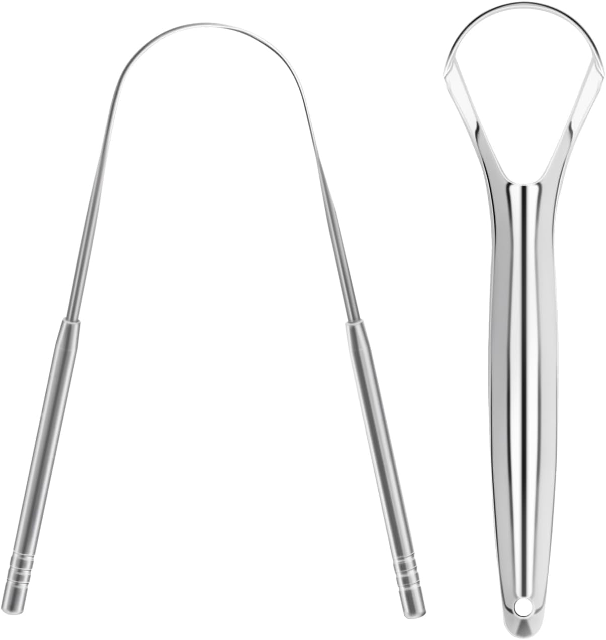 2 Pack Tongue Scraper Stainless Steel Tongue Cleaner Metal Tongue Care Tool Oral Cavity Scrapers Fresh Breath Care Scraper for Dental Hygiene and Reducing Bad Breath ('U' Shape and 'Handle' Shape)