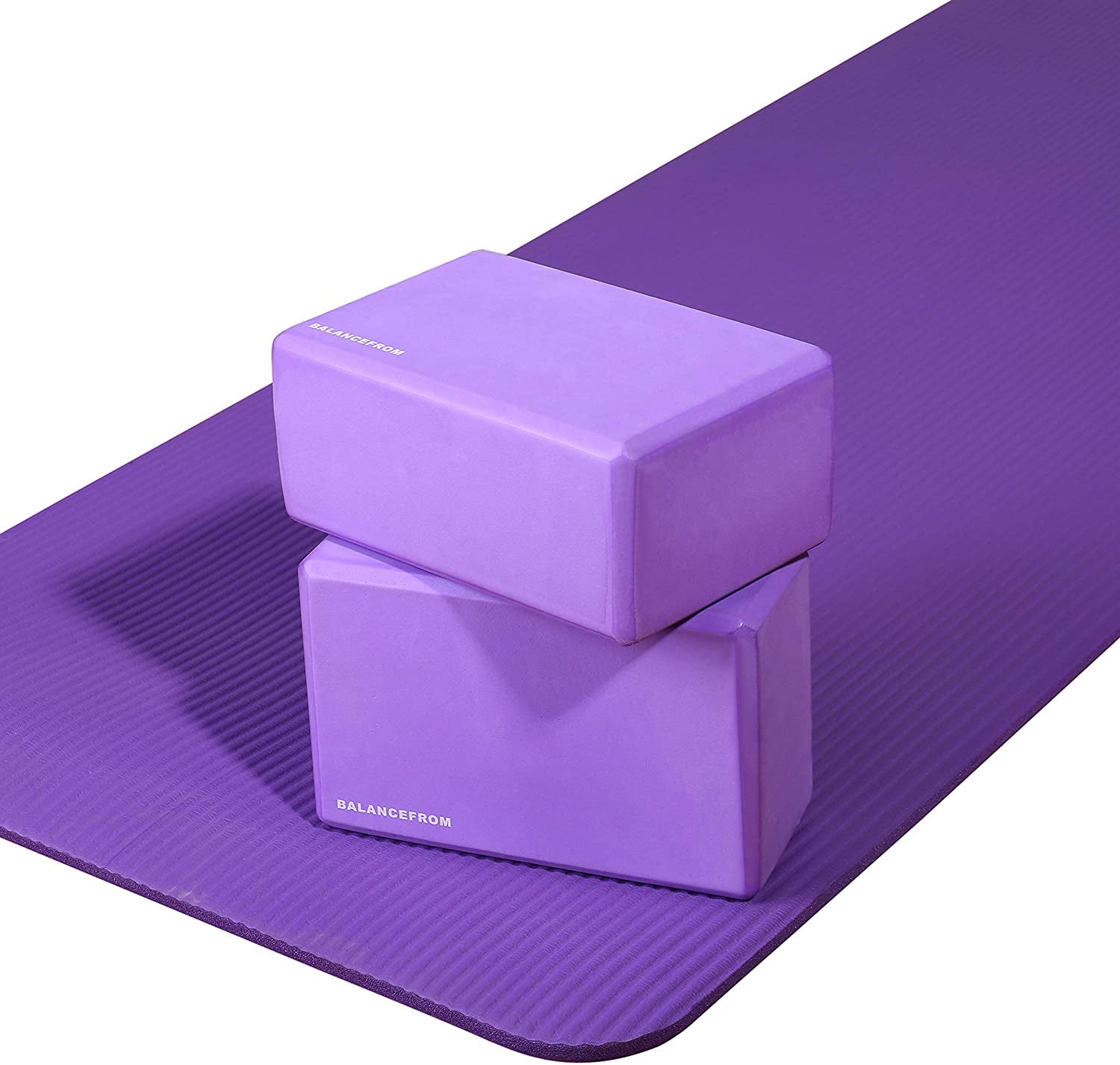 All Purpose 1/2-Inch Extra Thick High Density Anti-Tear Exercise Yoga Mat with Carrying Strap with Optional Yoga Blocks, Multiple Colors