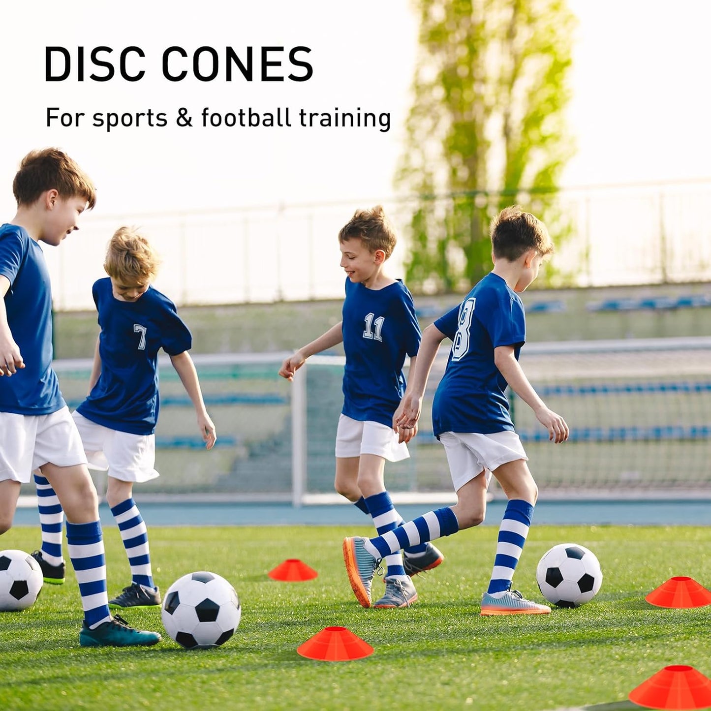 25 Pack Soccer Training Cones, Agility Disc Sports Cones with Carry Bag and Holder, Plastic Football Cones for Drills, Sports Training, Basketball, Coaching, Practice Equipment, 5 Color