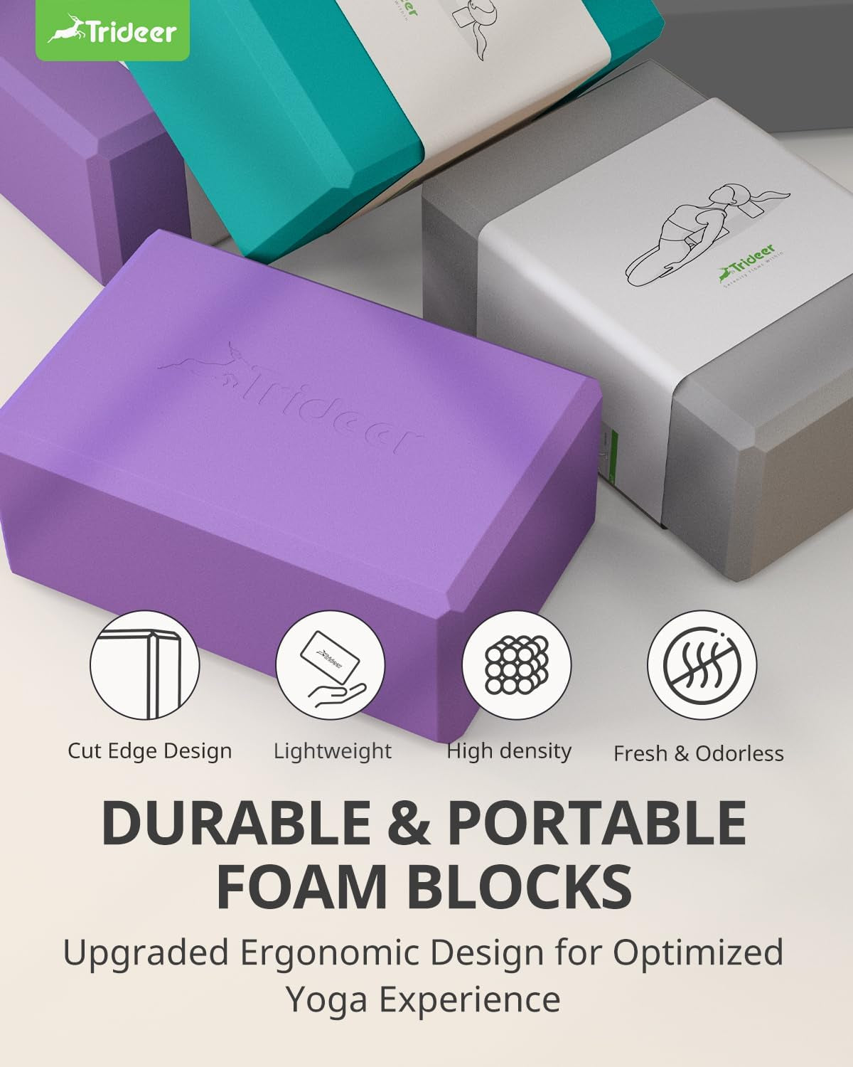 Yoga Blocks, Yoga Blocks 2 Pack, Premium EVA Foam Blocks with Free Guide, Supportive, Lightweight & Odor Resistant, Yoga Essentials 9"X6"X3"