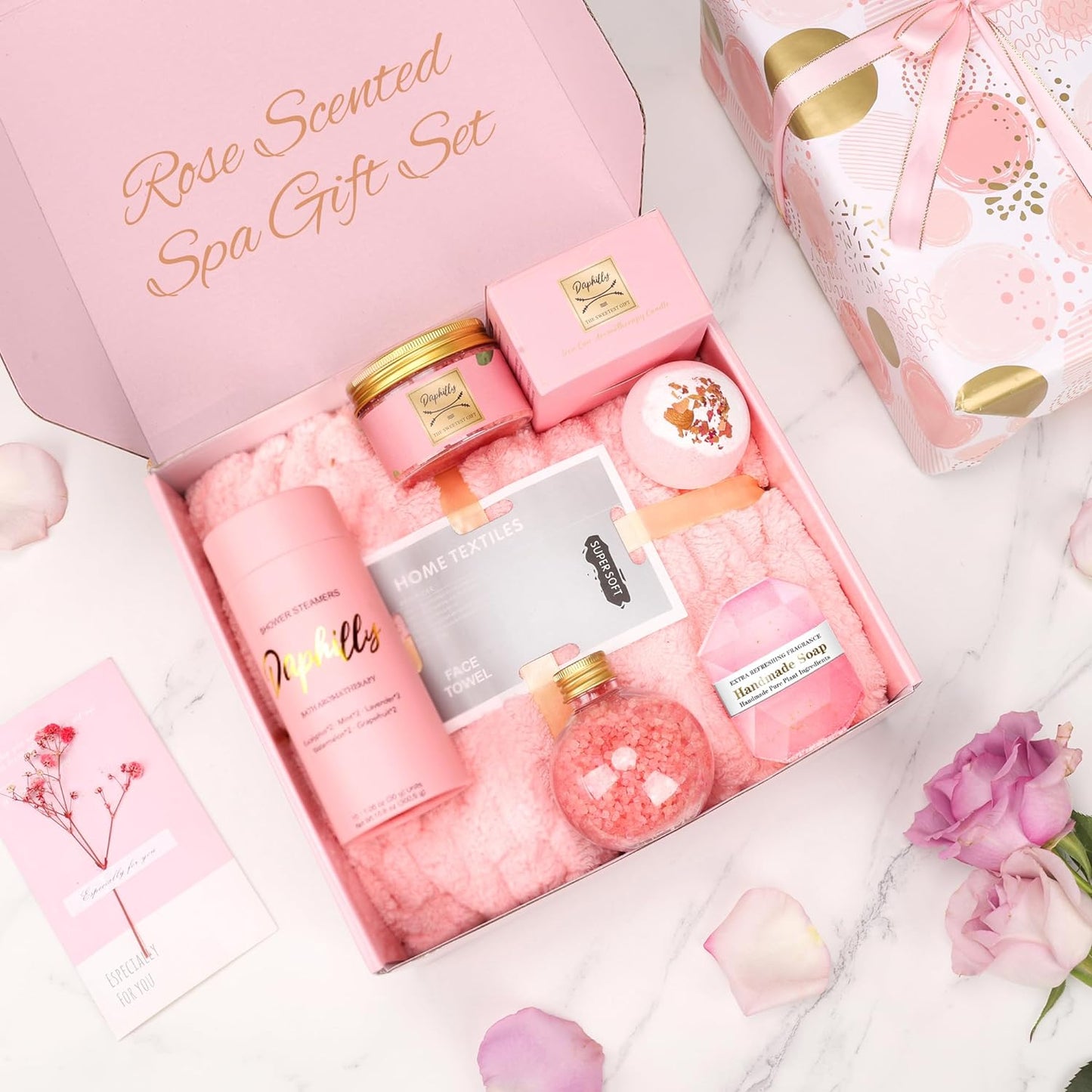 Birthday Gifts for Women,Rose Relaxing SPA Gift Baskets,Self Care Gifts Kits Get Well Soon Gift Baskets, Christmas Gifts Same Day Spa Gift Spa Day Kit for Women,Mom, Wife, Sister,Girlfriend,Her