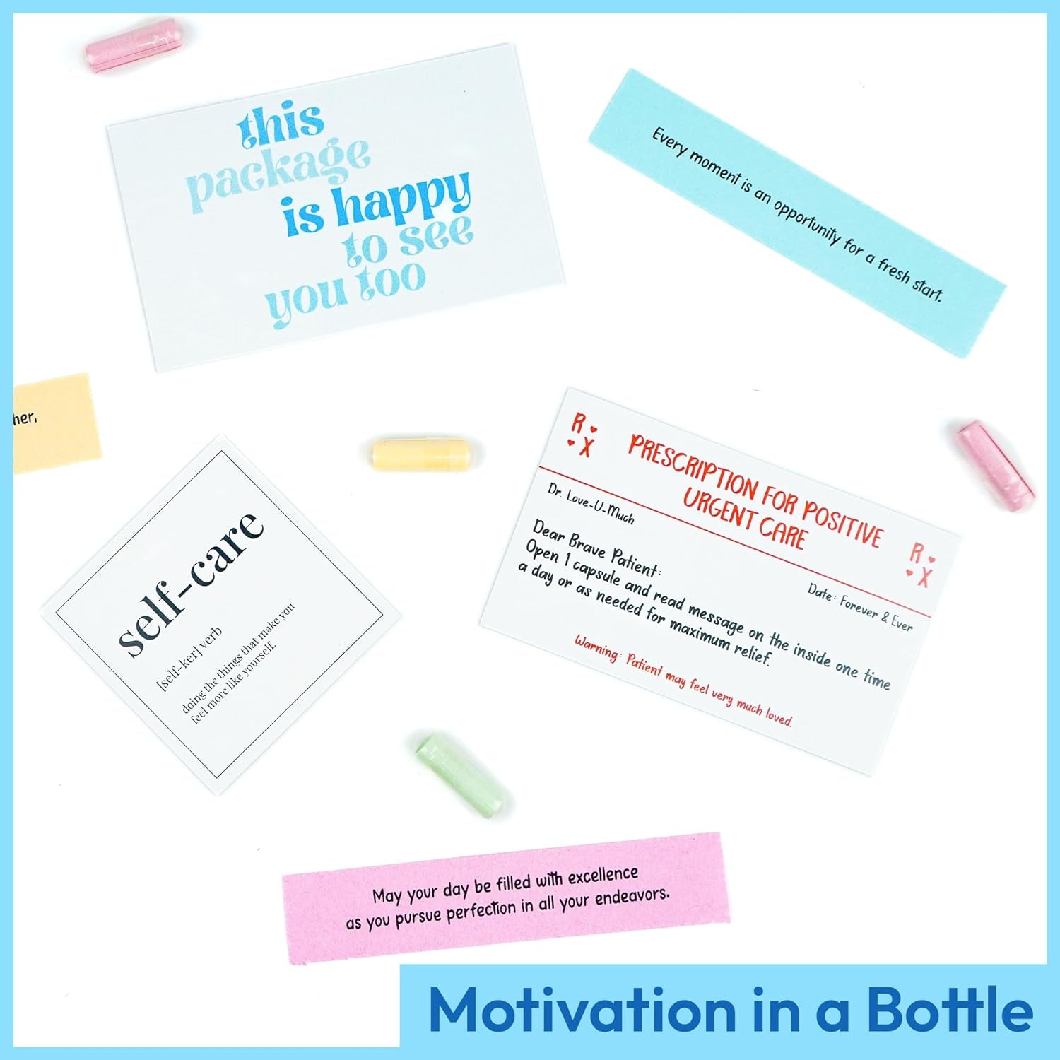 50 Positive Messages in a Bottle, Positive Affirmation,Anxiety Relief Items,Unique Health and Wellness Gifts, Stress Relief, Self Care Kit for Mediation, Self Care Gifts for Women (Positive)