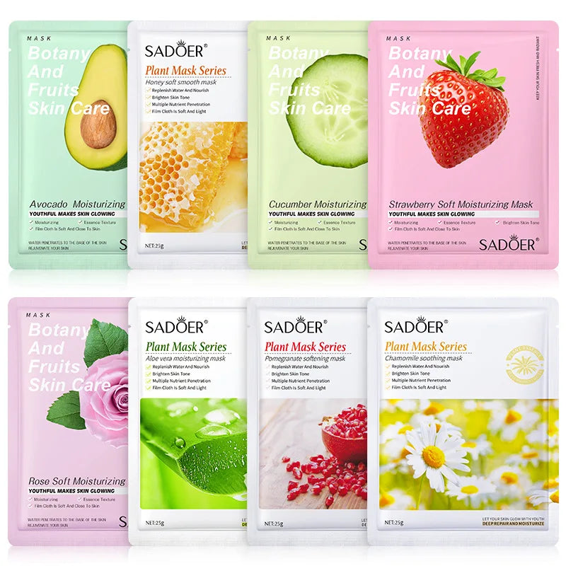 8Pcs Natural Plant Face Mask Beauty Skincare Facial Masks Moisturizing Firming Hydrating Facial Mask Face Care Korean Cosmetics