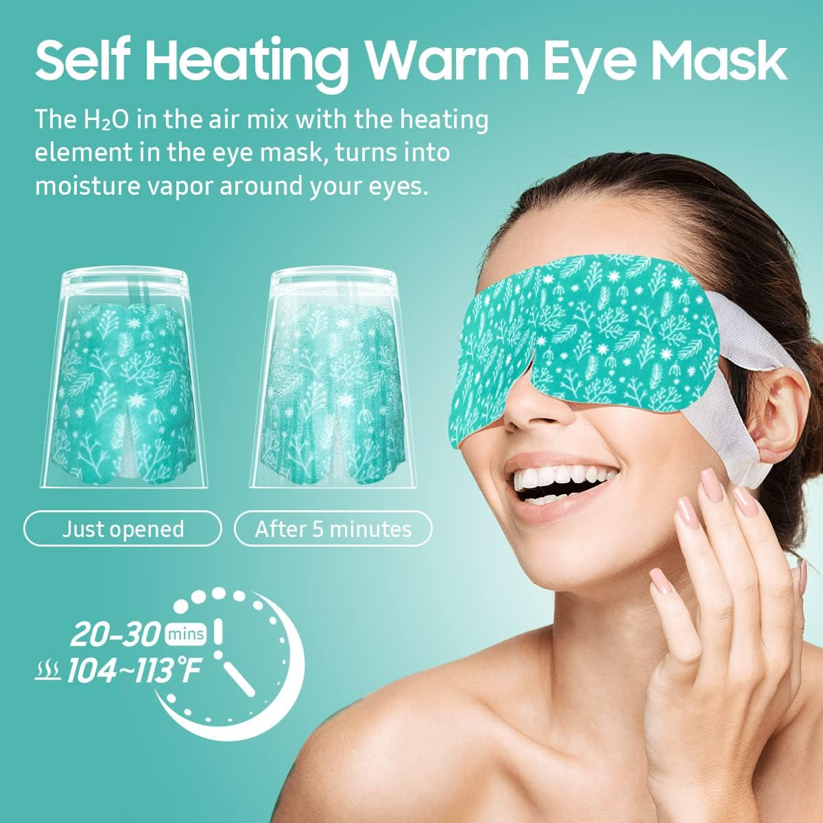 20 Packs Steam Eye Mask, Heated Eye Mask Disposable Warm Compress for Eyes, Self Heating Moist Heated Eye Masks,Sleep Mask for Home Office Travel, Stocking Stuffers -Unscented