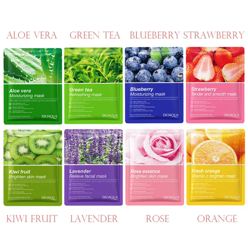 8Pcs Natural Plant Face Mask Beauty Skincare Facial Masks Moisturizing Firming Hydrating Facial Mask Face Care Korean Cosmetics