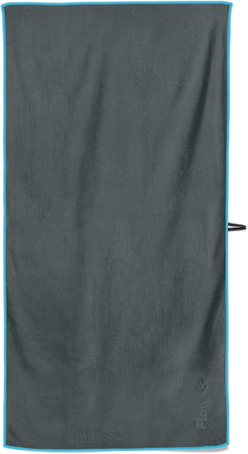 Flow Hydro Sport Towel - Microfiber Quick Dry Swimming Towels for Swim, Pool, Triathlon, and Other Water Sports in Medium, Large, Extra Large, and Hooded Sizes (Gray, Large (60" X 30"))