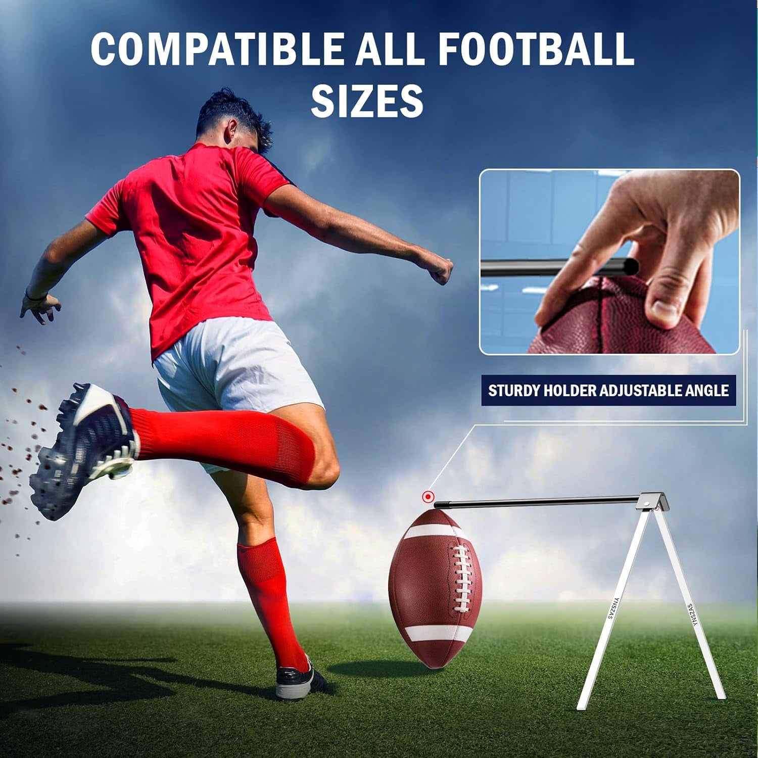 𝙉𝙀𝙒 Football Kicking Tee, Portable Field Goal Kicking Holder Stand, Kickoff Tee Compatible with All Football Sizes, Football Training Practice Equipment for Adult & Youth