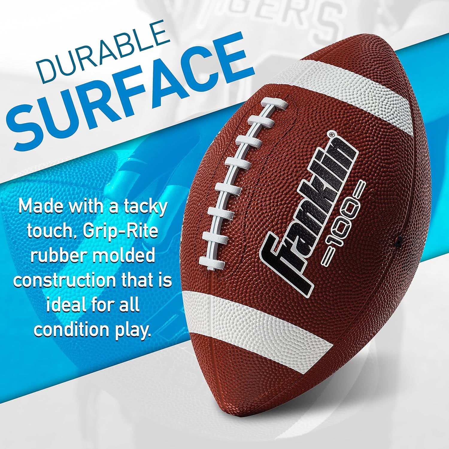 Kids Junior Football - Grip-Rite 100 Youth Junior Size Rubber Footballs - Peewee Kids Durable Outdoor Rubber Footballs - Single Footballs + 6 Football Bulk Packs Available